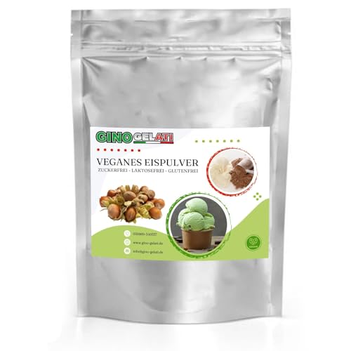 Gino Gelati Nuss Veganes Eis Pulver Zucker-, laktosefrei, verschiede Geschmäcker, schnelle und einfache Zubereitung, Herstellung mit oder ohne Eismaschine (333 g, Haselnuss) von Gino Gelati
