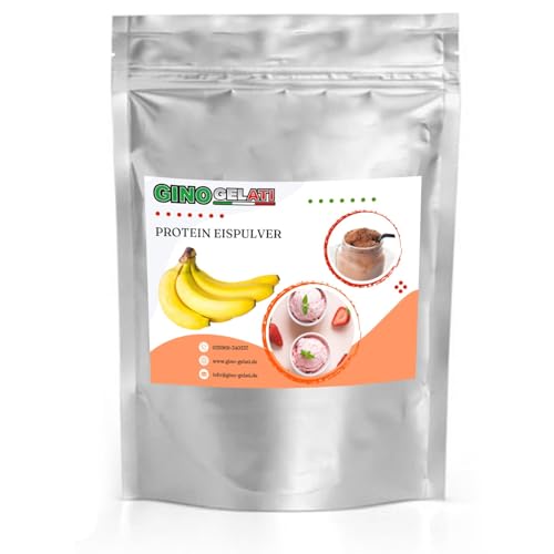 Gino Gelati Proteineis Pulver mit fruchtigem Geschmack, verschiedene Varianten, Exotisches Eispulver, schnelle und einfache Zubereitung, ohne Eismaschine möglich (1 Kg, Banane) von Gino Gelati