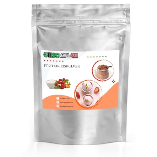 Gino Gelati Proteineis Pulver mit verschiedenen Joghurt Geschmäckern, schnell und einfache Zubereitung, Made in Germany, Herstellung mit oder ohne Eismaschine (1 kg, Joghurt Erdbeere) von Gino Gelati