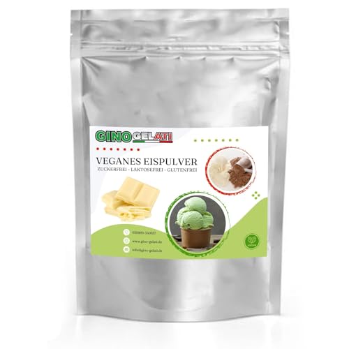 Gino Gelati Schoko Eis Veganes Eis Pulver Zucker-, laktosefrei, schnelle und einfache Zubereitung, Made in Germany, Dessertmischung, für Laktoseintolerante (333 g, Weiße Schokolade) von Gino Gelati