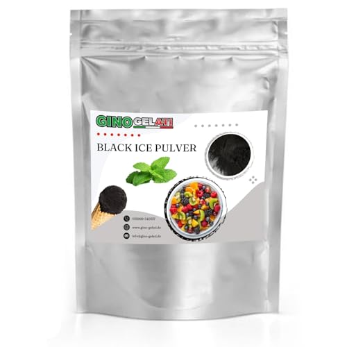 Gino Gelati Schwarzes Eis Pulver mit fruchtigem Geschmack, verschiedene Varianten verfügbar, Made in Germany, schnelle und einfache Zubereitung (1 Kg, Pfefferminze Low Carb) von Gino Gelati