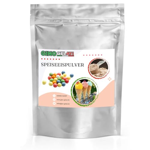 Gino Gelati Vanille Kaugummi Rosa Eis Speiseeis Pulver 1 Kg, Vanilleeis selber machen, verschiedene Sorten, schnelle und einfache Zubereitung, für Haushaltseismaschinen von Gino Gelati