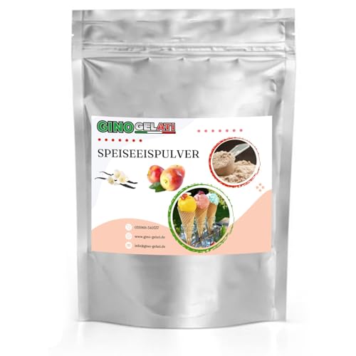 Gino Gelati Vanille Eis Speiseeis Pulver, Vanilleeis selber machen, verschiedene Sorten, schnelle und einfache Zubereitung, für Haushaltseismaschinen (10 Kg, Vanille Apfel) von Gino Gelati