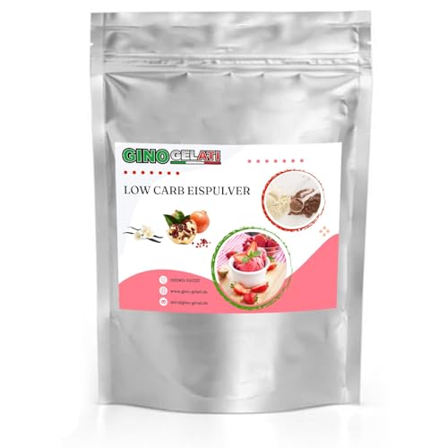 Gino Gelati Vanille Low Carb Eis Pulver Vegan Zucker-, laktosefrei mit verschiedenen Geschmäckern, Made in Germany, Herstellung ohne Eismaschine möglich (333 g, Vanille Granatapfel) von Gino Gelati