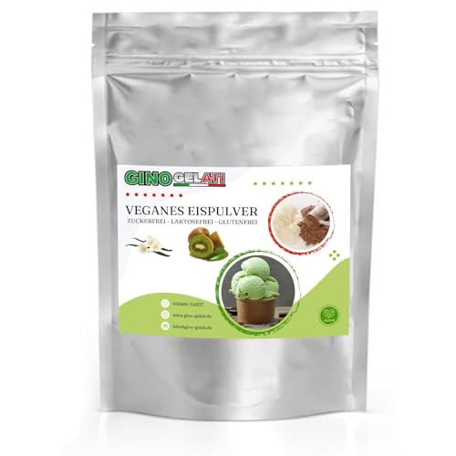 Gino Gelati Vanille Veganes Eis Pulver Zucker-, laktosefrei, schnelle und einfache Zubereitung, Made in Germany, Eiscreme selbstgemacht, ohne Zucker (1 Kg, Vanille Kiwi) von Gino Gelati