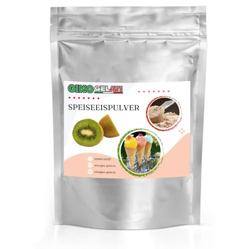 Gino Gelati fruchtiges Eis Speiseeis Pulver, verschiedene Geschmackssorten, schnelle und einfache Zubereitung, für Gastronomie und private Küche, Made in Germany (1 Kg, Kiwi) von Gino Gelati