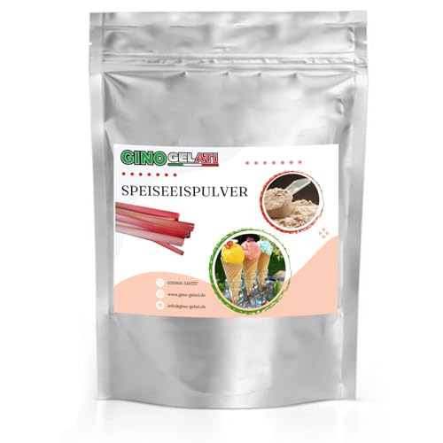 Gino Gelati Rhabarber fruchtiges Eis Speiseeis Pulver 10 Kg, verschiedene Geschmackssorten, schnelle und einfache Zubereitung, für Gastronomie und private Küche, Made in Germany von Gino Gelati