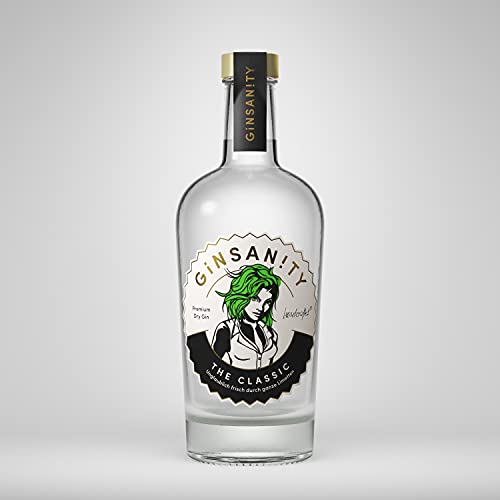 GINSANITY Premium Dry Gin „Classic“ | mit frischem Ingwer, Koriander, Chilischoten und frisch gestoßenem Pfeffer | Geschenkidee | Handcrafted in Köln | 0,5 L von Ginsanity