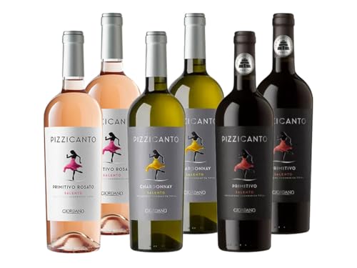 Giordano - BOX PIZZICANTO - Box mit 3 Arten von Pizzicanto Wein: Primitivo Rosso, Rosato Primitivo und Chardonnay Bianco - 6 75 cl Flaschen Giordano - BOX PIZZICANTO - Box mit 3 Arten von Pizzicanto Wein: Primitivo Rosso, Rosato Primitivo und Chardonnay Bianco - 6 75 cl Flaschen von Giordano