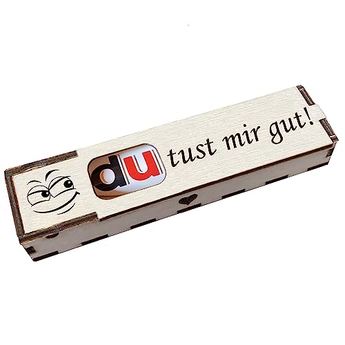 Du tust mir gut! - Holz Geschenkbox geschliffen mit Spruch Lasergravur inkl. Duplo Schokoriegel Schokolade Geschenkidee Handarbeit von Girahlutions