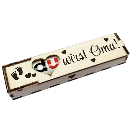 Du wirst Oma! - Holz Geschenkbox geschliffen mit Spruch Lasergravur inkl. Duplo Schokoriegel Schokolade Geschenkidee Handarbeit von Girahlutions