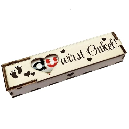 Duplo Holzbox mit Schokoriegel Geschenkbox mit Spruch Gravur Schokolade Mitbringsel Geschenkidee (Du wirst Onkel) von Girahlutions