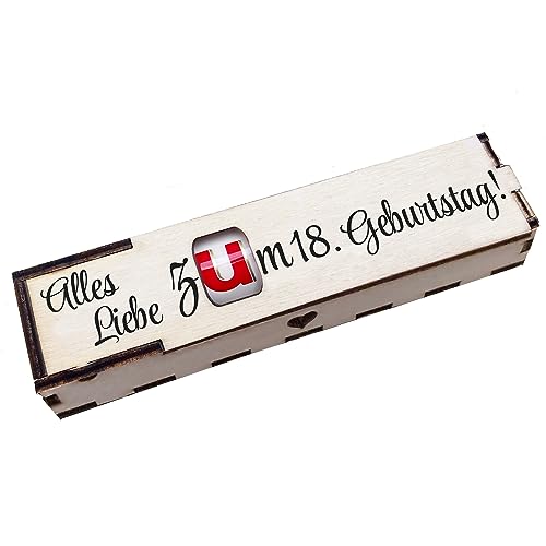 Duplo Geschenkbox mit Gravur inkl. Schokoriegel Holzbox mit Spruch Geschenkidee Schokolade Mitbringsel - Alles Liebe zum 18. Geburtstag von Girahlutions