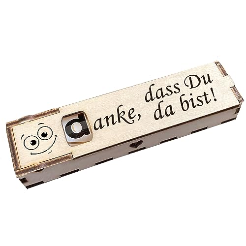 Duplo Geschenkbox mit Gravur inkl. Schokoriegel Holzbox mit Spruch Geschenkidee Schokolade Mitbringsel - Danke, dass Du da bist von Girahlutions