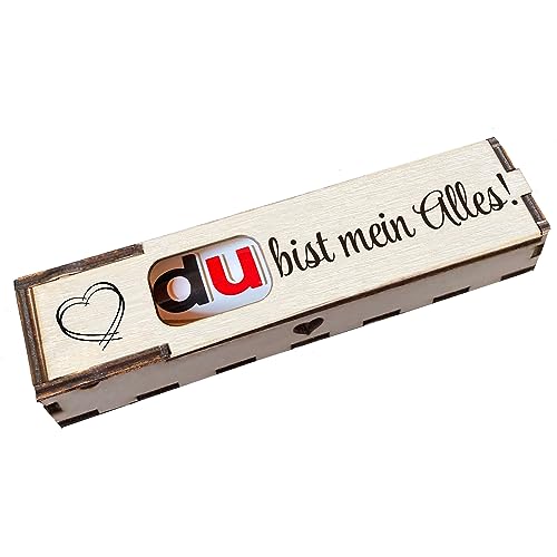 Duplo Geschenkbox mit Gravur inkl. Schokoriegel Holzbox mit Spruch Geschenkidee Schokolade Mitbringsel - Du bist mein Alles von Girahlutions