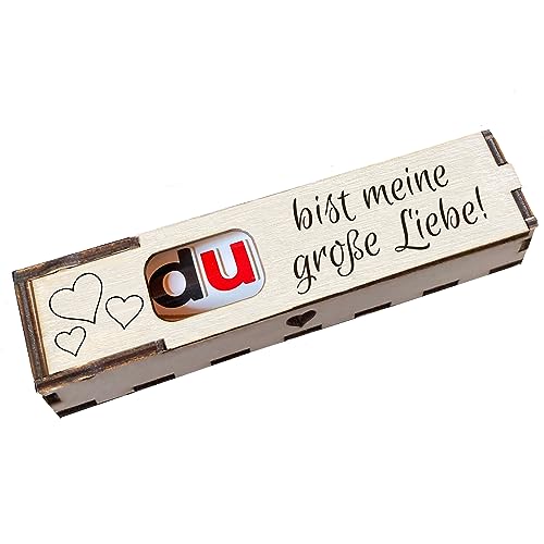 Duplo Geschenkbox mit Gravur inkl. Schokoriegel Holzbox mit Spruch Geschenkidee Schokolade Mitbringsel - Du bist meine große Liebe von Girahlutions
