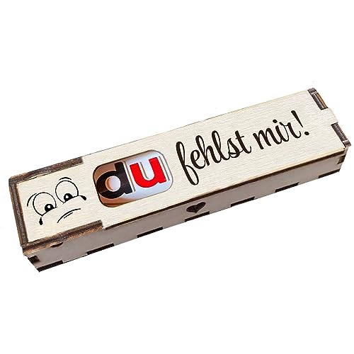 Duplo Geschenkbox mit Gravur inkl. Schokoriegel Holzbox mit Spruch Geschenkidee Schokolade Mitbringsel - Du fehlst mir von Girahlutions