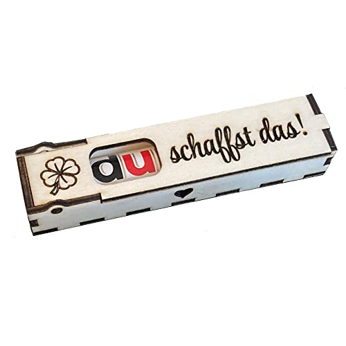 Duplo Geschenkbox mit Gravur inkl. Schokoriegel Holzbox mit Spruch Geschenkidee Schokolade Mitbringsel - Du schaffst das (Rechteck) von Girahlutions