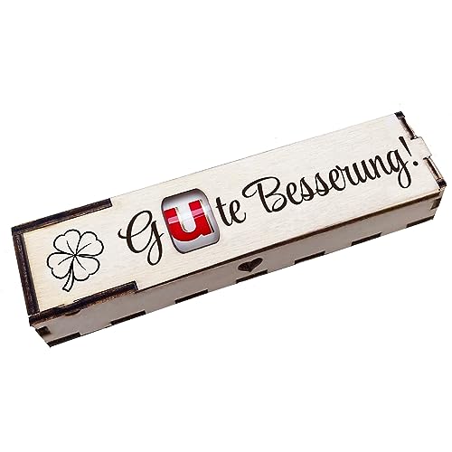 Duplo Geschenkbox mit Gravur inkl. Schokoriegel Holzbox mit Spruch Geschenkidee Schokolade Mitbringsel - Gute Besserung von Girahlutions