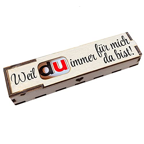Duplo Geschenkbox mit Gravur inkl. Schokoriegel Holzbox mit Spruch Geschenkidee Schokolade Mitbringsel - Weil Du immer für mich da bist von Girahlutions