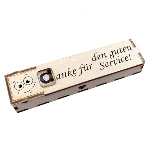 Duplo Holzbox mit Schokoriegel Geschenkbox mit Spruch Gravur Schokolade Mitbringsel Geschenkidee (Danke für den guten Service) von Girahlutions