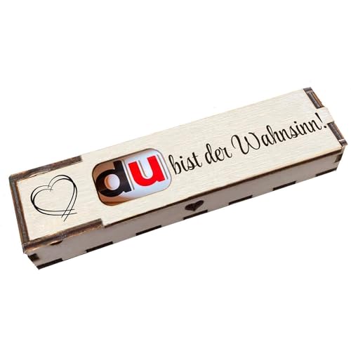 Duplo Holzbox mit Schokoriegel Geschenkbox mit Spruch Gravur Schokolade Mitbringsel Geschenkidee Du bist der Wahnsinn von Girahlutions