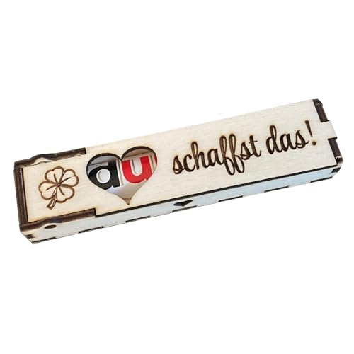 Duplo Holzbox mit Schokoriegel Geschenkbox mit Spruch Gravur Schokolade Mitbringsel Geschenkidee (Du schaffst das (Herz)) von Girahlutions