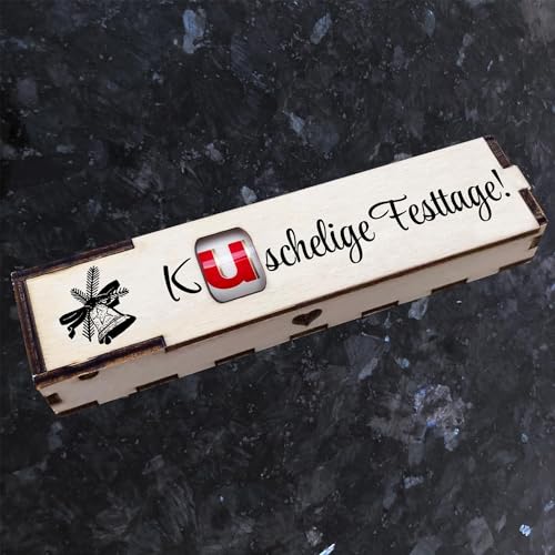 Duplo Holzbox mit Schokoriegel Geschenkbox mit Spruch Gravur Schokolade Mitbringsel Geschenkidee (Kuschelige Festtage) von Girahlutions