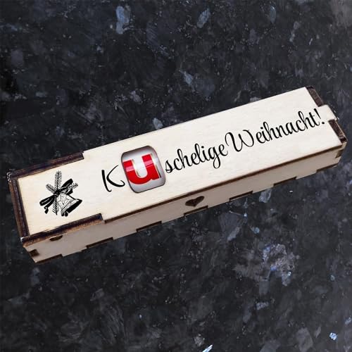 Duplo Holzbox mit Schokoriegel Geschenkbox mit Spruch Gravur Schokolade Mitbringsel Geschenkidee (Kuschelige Weihnacht) von Girahlutions