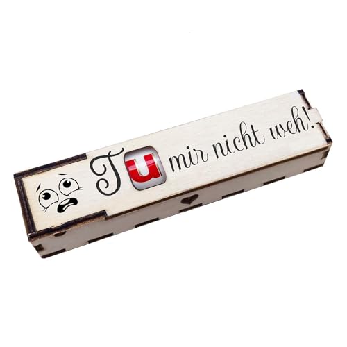 Duplo Holzbox mit Schokoriegel Geschenkbox mit Spruch Gravur Schokolade Mitbringsel Geschenkidee (Tu mir nicht weh) von Girahlutions