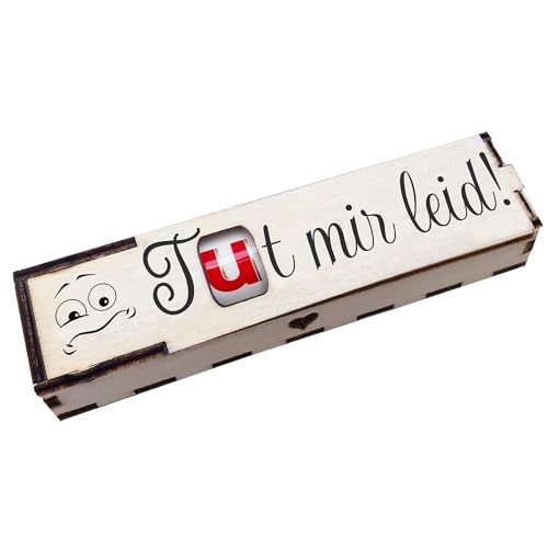 Duplo Holzbox mit Schokoriegel Geschenkbox mit Spruch Gravur Schokolade Mitbringsel Geschenkidee (Tut mir leid) von Girahlutions