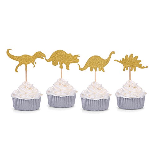 Cupcake-Topper mit Glitzer-Dinosaurier-Motiv, 24 Stück von Giuffi