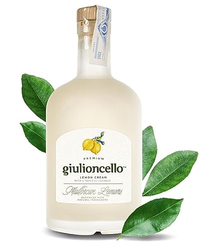 Giulioncello Lemon Cream – Handgemachter Mallorcanischer Zitronenlikör mit Kokosnussgeschmack(1 x 0,7l, 17%)– Cremig, Fruchtig und Aromatisch– Ideal für Cocktails wie Piña Colada oder als Dessertlikör von Tunel