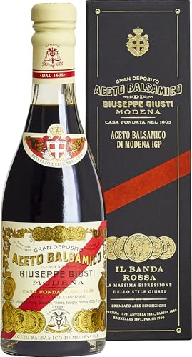 Giuseppe Giusti Il Banda Rossa Aceto Balsamico di Modena IGP Balsamessig 5 Goldmedaillen Traditionsflasche in Geschenkpackung (1 x 0.25 l) von Giusti