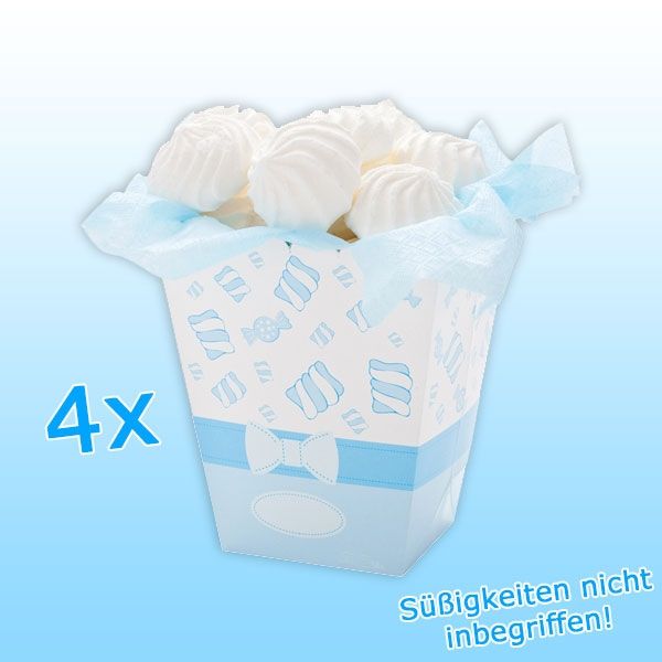 Snack-Box, hellblau, 4 Stück, 15cm, Popcorntüten ohne Inhalt, Papier von Givi Italia