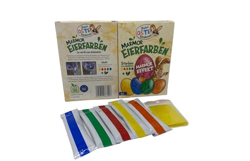 2er Set Fritz´s Oster Werkstatt Ostereier Marmor Eierfarben für braune und weiße Eier geeignet - inkl Handschuhe - Kaltfarbe- kinderleicht Ostern Eierfärben von GlanzStar
