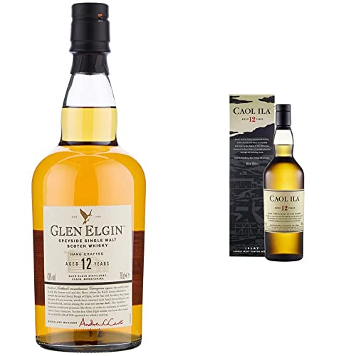 Glen Elgin 12 Jahre Speyside Single Malt Scotch Whisky 0.7 l & Caol Ila 12 Jahre | Islay Single Malt Scotch Whisky | Geschenkverpackung | Ausgezeichneter, aromatischer Single Malt | 43% vol | 700ml von Glen Elgin