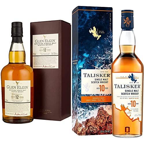 Glen Elgin 12 Jahre Speyside Single Malt Scotch Whisky | 700 ml & Talisker 10 Jahre | mit Geschenkverpackung | Preisgekrönter, aromatischer Single Malt Scotch Whisky | 45.8% vol | 700ml von Glen Elgin