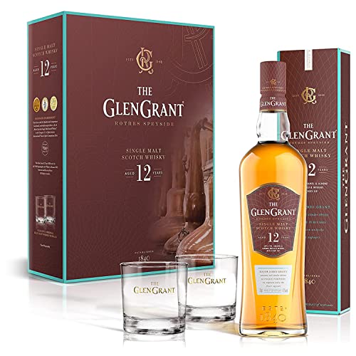 Glen Grant Geschenkset - 1 x 0,7 l - Whisky im Set mit 2 Gläsern - Fruchtiger 12 Jahre Highland Single Malt Scotch - 43% Vol. Alkohol Glen Grant Geschenkset - 1 x 0,7 l - Whisky im Set mit 2 Gläsern - Fruchtiger 12 Jahre Highland Single Malt Scotch - 43% Vol. Alkohol von Glen Grant