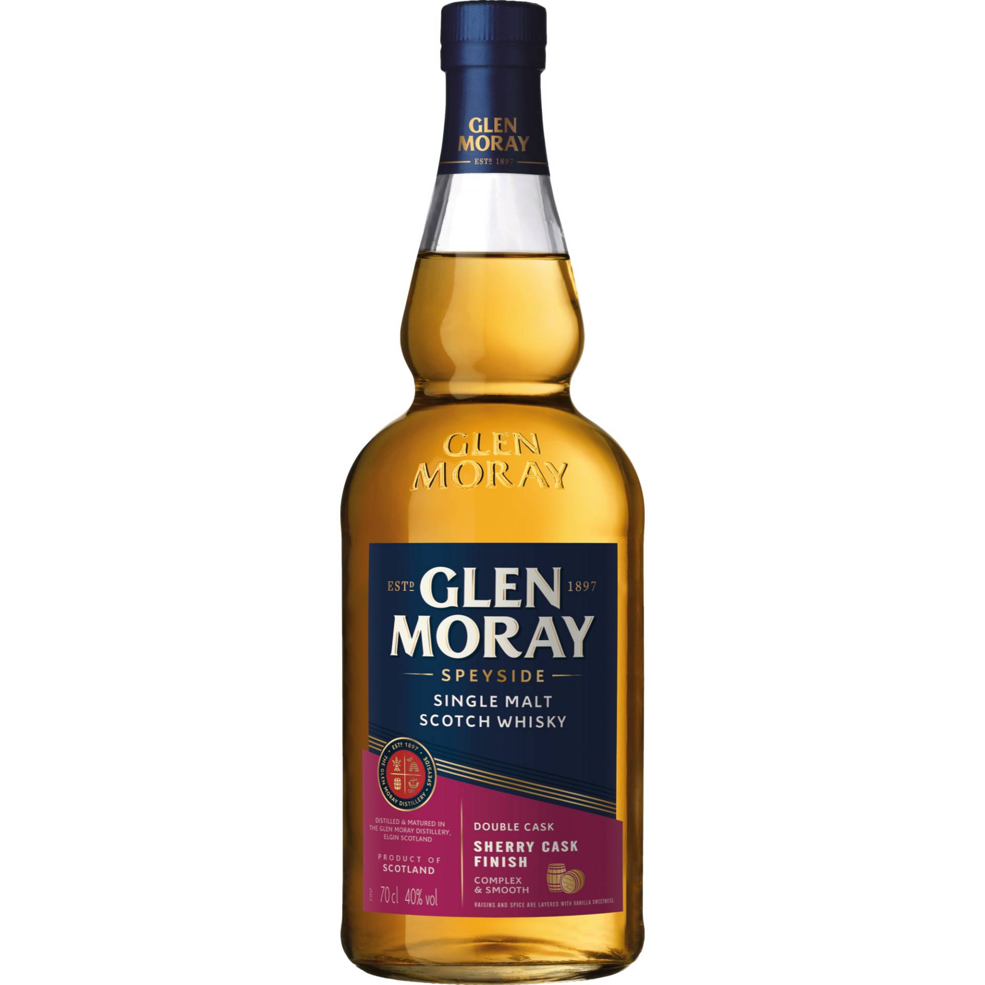 Glen Moray Sherry Cask Finish Speyside Single Malt, Single Malt Scotch, 40% Vol, 0,7 L, Spirituosen von Glen Moray Customer Service Société des Vins et Spiritueux LM 94220 Charenton France