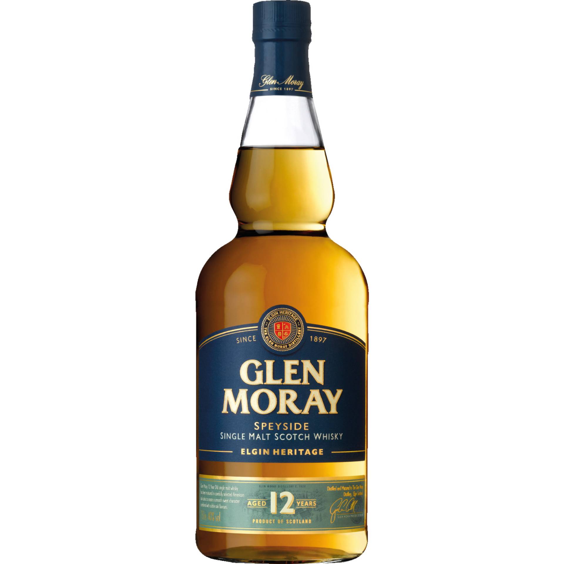 Glen Moray Single Malt Whisky 12 Years, Whiskey, 0,7L, 40% Vol., Schottland, Spirituosen von Glen Moray Distillery Limited, Elgin Scotland IV30 IYE, U.K.