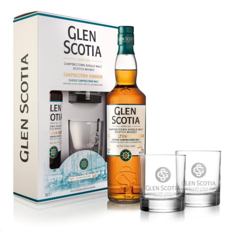 Glen Scotia Campbeltown Harbour Single Malt Scotch Whisky 40% vol. 0,7l Gift-Set mit zwei Tumbler-Gläsern von Glen Scotia