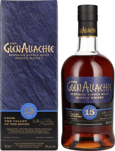 GlenAllachie | Single Malt Whisky | 700 ml | 46% Vol. | Geschmack von Zimt & Sternanis | Vanillearomen | 15 Jahre in Eichenholzfässern gereift | Finish in Sherry-Fässern von Glenallachie