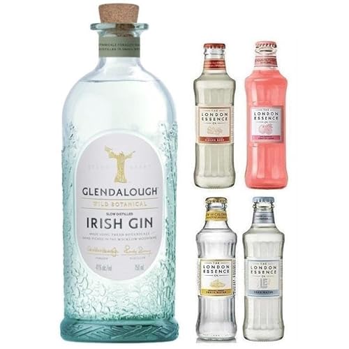 GLENDALOUGH WILD BOTANICAL GIN 70 CL MIT KIT 4 FLASCHEN THE LONDON ESSENCE GEMISCHT von Glendalough
