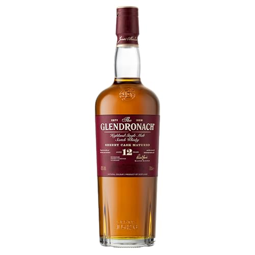 The Glendronach 12 Jahre - Premium Single Malt Whisky - Geschenkempfehlung - Vollmundig, cremig und würzig mit Sherrynoten - 0.7L/43 Prozent Vol von Glendronach