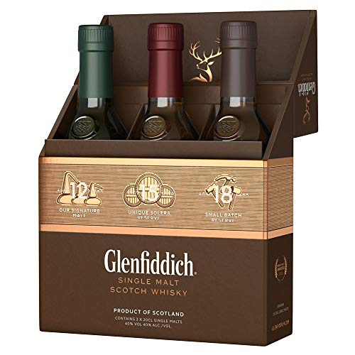 Glenfiddich Single Malt Scotch Whisky Collection Mix Pack (3 x 20cl) - 12 Jahre, 15 Jahre und 18 Jahre mit Geschenkverpackung von Glenfiddich