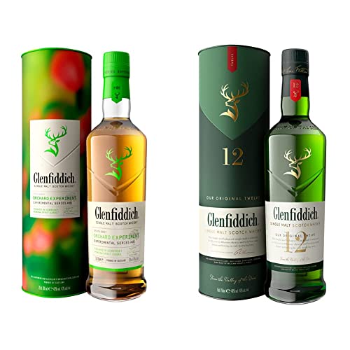 Glenfiddich Orchard Experiment Whisky 70cl 43.0 & Single Malt Scotch Whisky 12 Jahre mit Geschenkverpackung, 0.7L von Glenfiddich