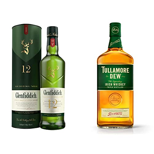 Glenfiddich Single Malt Scotch Whisky 12 Jahre mit Geschenkverpackung, 0.7L & Tullamore DEW Original Blended Irish Whiskey (1 x 0,7 l) von Glenfiddich
