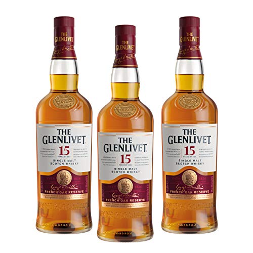 The Glenlivet 15 Jahre Single Malt Scotch Whisky French Oak Reserve 3er Set, Whiskey, Alkohol, Flasche, 40%, 3 x 700 ml von Glenlivet