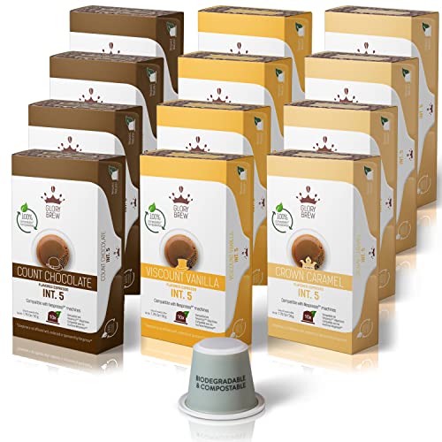 Glorybrew - 120 (3x40) Kaffeekapseln - Kompatibel mit Nespresso Maschinen - Vanille, Schokolade, Karamell I 100% kompostierbare Kaffeekapseln von Glorybrew